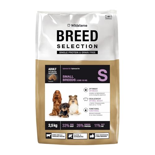 Breed Selection Adult S 2,5 kg |Getreidefreies Trockenfutter | Monoprotein | von Tierärzten entwickelt | Hundefutter mit extre viel Rind | Premiumfutter für Hund