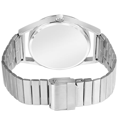 Image of Shocknshop Analogue Stylish Round Dial Date Display Stainless Steel Watch for Men -WCH88