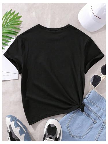 Image of Floerns Girl's Smiling Face Graphic Crew Neck T Shirt Short Sleeve Casual Cute Tee Top
