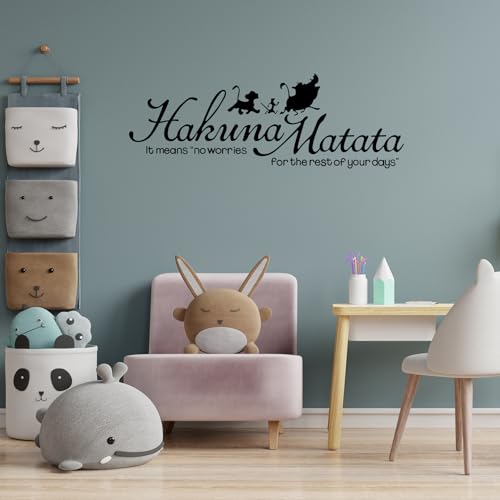 Vinilo decorativo Lion King, frase y silueta para habitación infantil miniatura 2