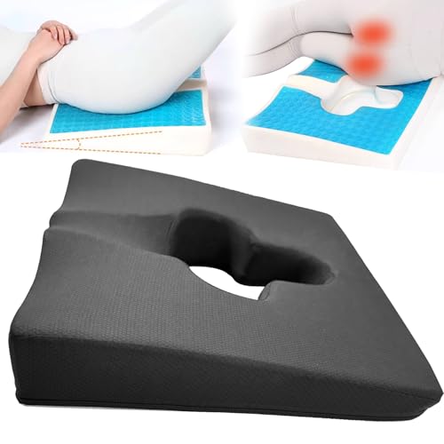 FoKon Gel Wheelchair Seat Cushion,Bed Sore Cushions for Butt,Hemorrhoid Pillow,Sciatica,Coccyx,Pressure Sore and Ulcer Pain Relief Butt Pillow,Cushion for Office Chairs 18' L x 15' W(Black)