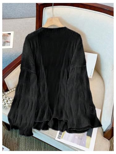 SHENHE Women's Lightweight Kimono Cardigan Bell Sleeve Open Front Loose Textured Cardigan2