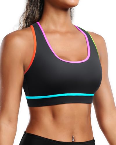 Image of Holipick Women's Sports Bra Bikini Tops Racerback Swim Top Scoop Neck Bathing Suits Top Modest Padded Crop Tops Swimsuit Only