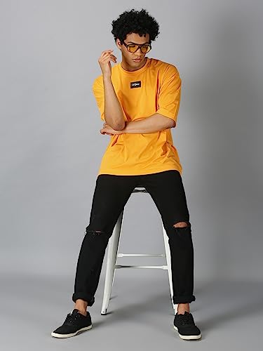 Image of URGEAR Men's Cotton Printed Drop Shoulder - Hip Hop - Down Shoulder- Baggy Loose fit- Stylish Oversized t Shirts for Men