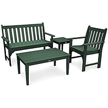 Polywood Vineyard 4-Piece Bench Seating Set Green