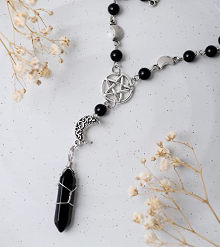 Sacina Gothic Emo Grunge Crescent Moon Choker Necklace, Moon Sun Pendant, Gothic Goth Necklace, Halloween Christmas Jewelry Gift for Women4