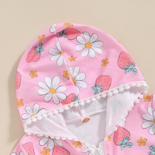 Image of Girls Swim Cover Up Kids Short Sleeve Swimsuit Coverups Terry Zip-Up Hoodies Beach Dress Ruffle Bathing Suit Wraps
