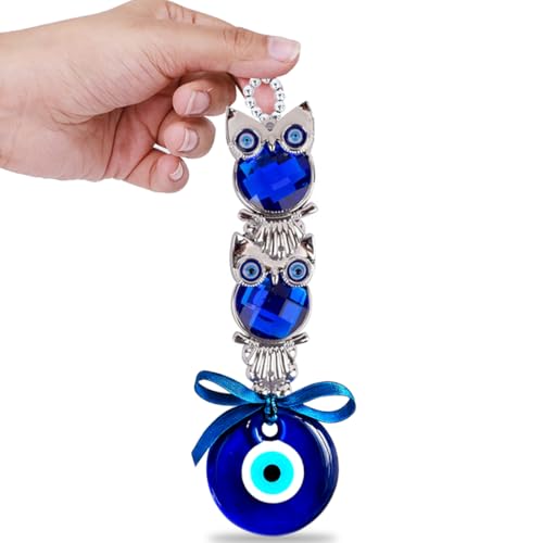 Image of PACKNBUY Turkish Evil Eye Owl Nazar Battu Hanging for Home Entrance Main Door Good Luck Protection Positive Energy Vastu Feng Shui Spiritual Wall Decor for Office Shop