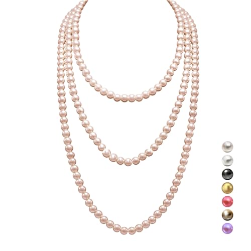 Lussuose perle da 8mm con eleganza senza tempo: Eleva il tuo look con le perle coltivate dal naturale che adornano questa lunga collana di perle finte. Disponibile in lunghezze classiche di 150cm o 180cm, aggiunge con disinvoltura sofisticatezza a qualsiasi outfit