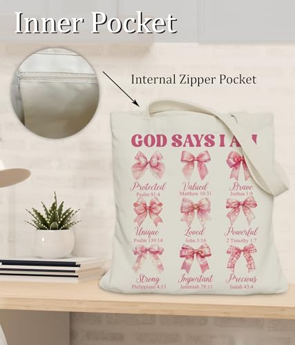 Bolsa Tote para estudio bíblico tamaño mediano con bolsillo interior miniatura 4