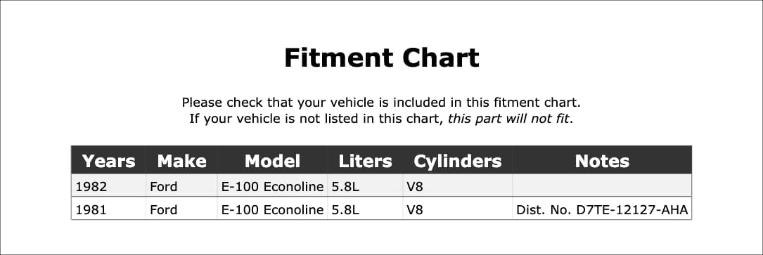 Distributor Vacuum Advance Compatible With Ford E-100 Econoline 5.8L V8 29 VIN 1982 1981 P-3902880