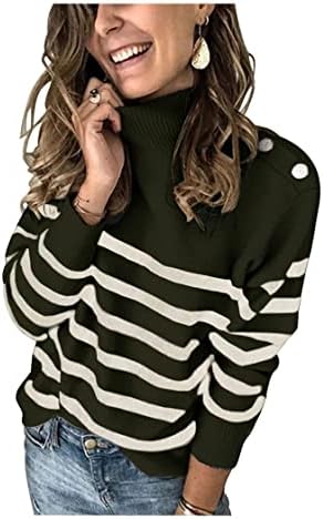 KIRUNDO Fall Sweaters for Women 2025 Striped Turtleneck Ribbed Knit Sweater Trendy Pullover Jumper Winter Fashion Clothing
