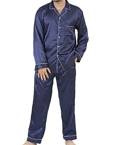 Up2date Fashion Mens Satin Pajamas, Full Sleeves PJ Set