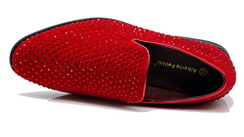 Image of SPK26 Men's Vintage Velvet Rhinestone Designer Dress Loafers Slip On Shoes Classic Tuxedo Dress Shoes