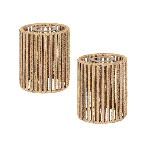 Rattan Lampenschirm Boho-Style – Ø 18 Cm, Höhe 20 Cm, Aus Naturgeflecht Für Pendel- & Stehlampen