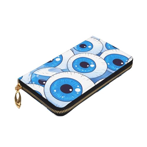 Rounded Eyeballs Prints Leather Long Clutch Wallet for Fashionable Girls and Women - Durable, Stylish, and Functional, Black, One Size3