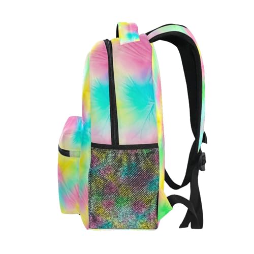 Kids Bookbag, Lightweight Travel Backpack for Boys Girls Back to School Supplies, 15L, Tie Dye Yellow4