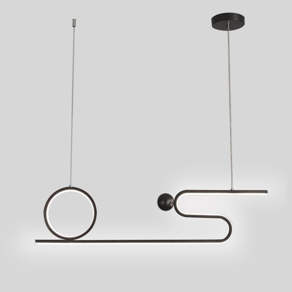 SBZIOJHDR Ceiling Lights, Adjustable Height Chandelier Dining Room Bar Modern Metal Pendant Light(Black,6000k White Light)
