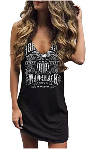 Image of Live Simple Coconut Tree Sleeveless Mini Dress Summer Beach Mini Dress Women's Summer Casual Sexy V Neck Mini Tank Dress