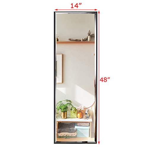 Petaflop 14X48 Inch Full Length Mirror Wall Mounted, Large Body Door Mirror With Rectangular Framed For Bedroom Bathroom Living Room Decor, Black #TOP3