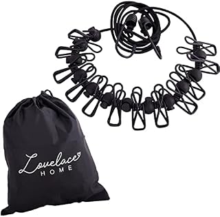 Portable Washing Line Elastic Clothesline Indoor Outdoor Windproof Storage Bag Patio, Balcony, Travel or Art Display