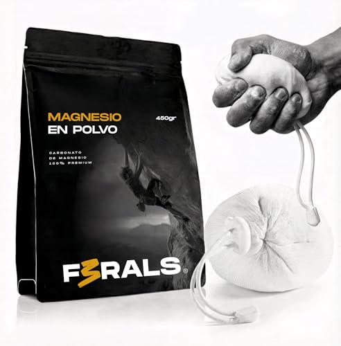F3RALS Magnesio en Polvo para Escalada + Bola de Magnesio | Ideal para Crosstraining, Calistenia, Barras, Levantamiento de Pesas y Gimnasio | Máximo Agarre, Antideslizante y Fácil de Aplicar