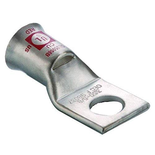 Image of Morris 94614 Short Barrel Flex Cable Compression Lug, Copper, 2 Wire Range, 5 /16 Stud, 1.8-inch Length, Brown