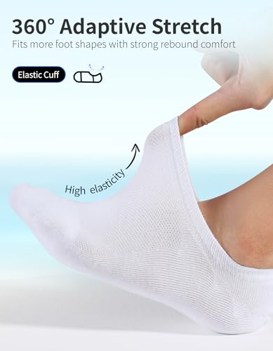 Image of CLOSEMATE Mens No Show Socks Cotton Thin High Elasticity Low Cut Ankle Socks with Non Slip Grips 6 Pairs