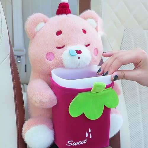 Bote de basura para coche de felpa suave con soporte para pañuelos integrado 8