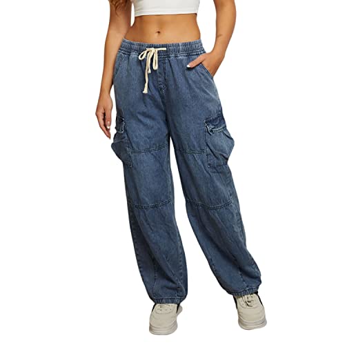 Women Baggy Jeans Y2K Boyfriend Jeans Fashion Straight Leg High Waisted Denim Cargo Pants
