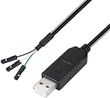 DTech FTDI USB to TTL Serial Adapter 3.3V Debug Cable TX RX Signal 3 Pin Female Socket FT232RL Chip for Windows 11 10 8 7 Linux MAC OS (3ft, Black)