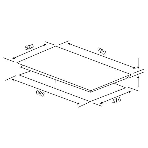 Diagram showing cutout dimensions for KAFF Bellini BLH 783 Built-in Hob