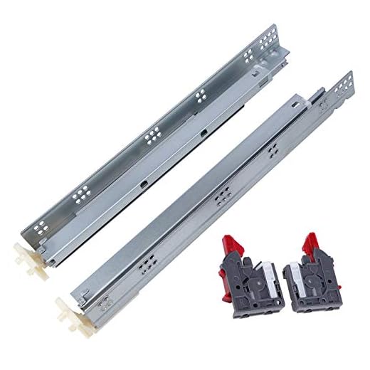 10 Pairs Gobrico Soft Close Under Mounting Drawer Slides 21", Full Extension Concealed Drawer Glides with Locking Device, Rear/Bottom Mounted Cabinet Drawer Runners, Bulk Pack