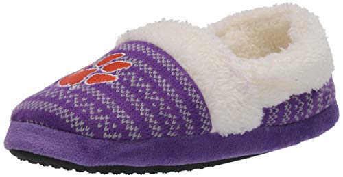 FOCO NCAA Clemson Tigers Unisex Smu Big Logo Holiday Aztec Print Knit Moccasinsmu Big Logo Holiday Aztec Print Knit Moccasin, Team Color, Medium