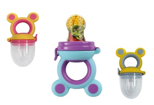 Image of Baby Skin Care Powder Talcum Puff Case Cum Container Box With Fruit Feeder Nibbler Teether For Babies /Kids /Toddler /New Born BPA Free (PATTERN 48)
