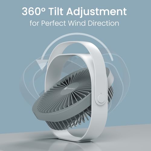Image of Portronics CoolCube Portable Desktop Fan with 2400mAh Battery, Type-C Charging, 360 Rotation, 3 Speed Modes Up to 2500 RPM, BLDC Motor, Quiet Operation, Up to 3 Hour Playtime, For Home,Car &Office