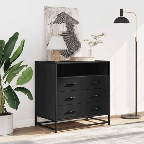 Vidaxl Cassettiera Nera 70X41X70 Cm In Legno Multistrato, Mobile Con Cassetti, Credenza, Credenza Con Cassetti, Mobile Contenitore - 2