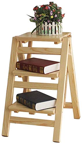 Taburete plegable multifunción con peldaños estables de madera
