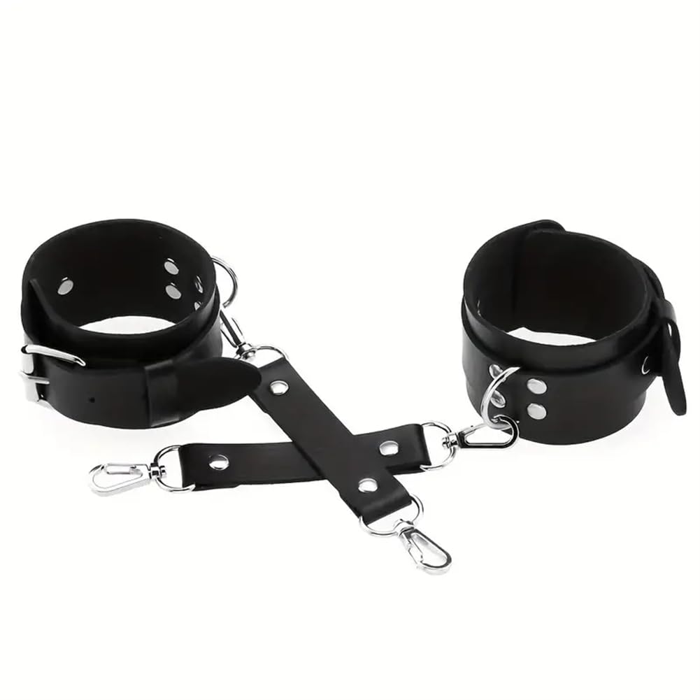 PU puños de cuero, correas de hombro ajustables y juguetes de liga, accesorios sexy de las mujeres