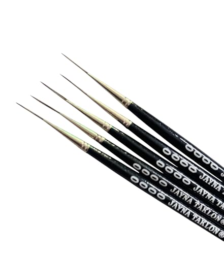 Image of Ultra Fine 0000 Liner Detail Brush Set | Nylon Miniature Paint Brushes For Nail Art, Model Painting, Acrylic Artwork, Fine Line & Precision Detailing Craft | Set of 5 Professional Brushes