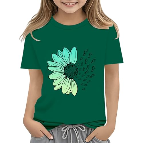 Kids Girls Tops Dandelion Graphic T-Shirts Short Sleeve Funny Inspirational Flower Tee Summer Casual Tops