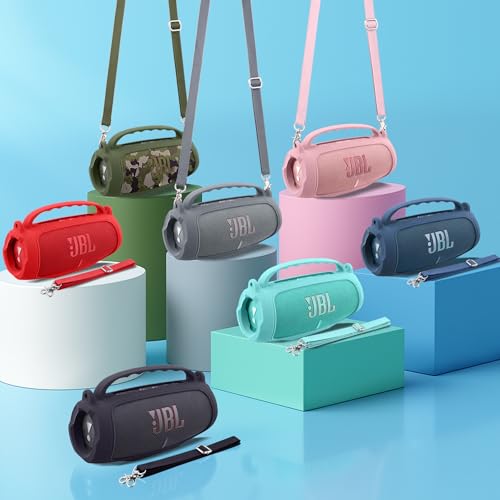 co2CREA Silikonhülle Tragetasche für JBL Charge 5 WiFi und Bluetooth Lautsprecher,tragbare ultraleichte Silikon Schutzhülle mit Karabiner und Schultergurt