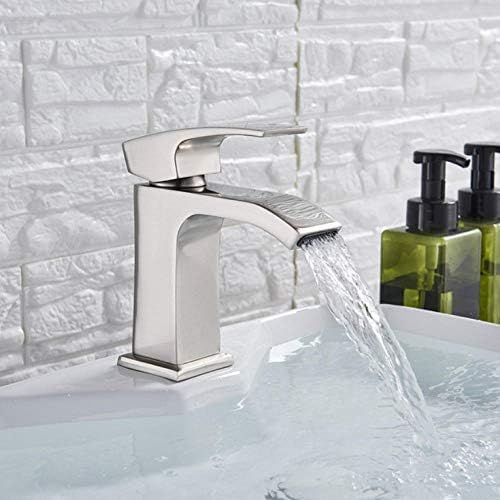 Mitigeur lavabo blanc et chrome brossé pour vasque de salle de bain eau chaude et froide
