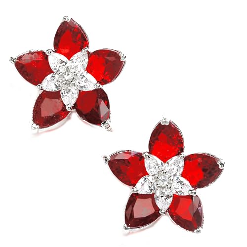 Image of Zeneme Earring Handmade Rhodium Plated Lightweight Pink Star Shaped Studs Earrings Jewellery For Girl And Women