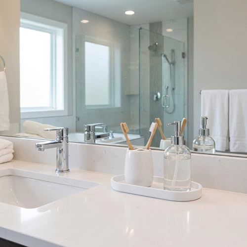 2 Stück Badezimmer Tablett Deko, Weiß Silikon Ablageschale Badezimmer Organizer Modern, Dekotablett für Wohnzimmer, Schlafzimmer, Toilette, Waschbecken, Badewanne und Küchenspüle (Oval)