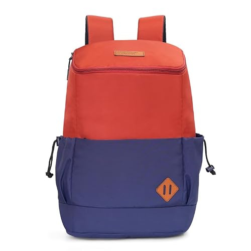 United Colors of Benetton Cosmo 25L Backpack - Red+Navy, Water-Resistant Drawstring Bag with Buckle Closure, Stylish & Casual Daypack