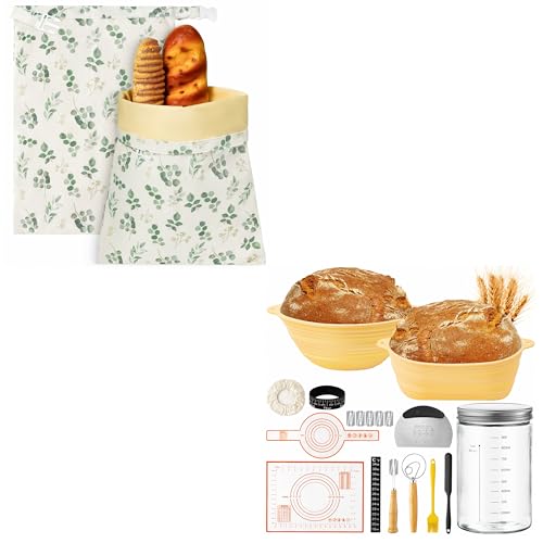 GQIRIL Reusable Beeswax Bread Bags and Sourdough Bread Baking Supplies