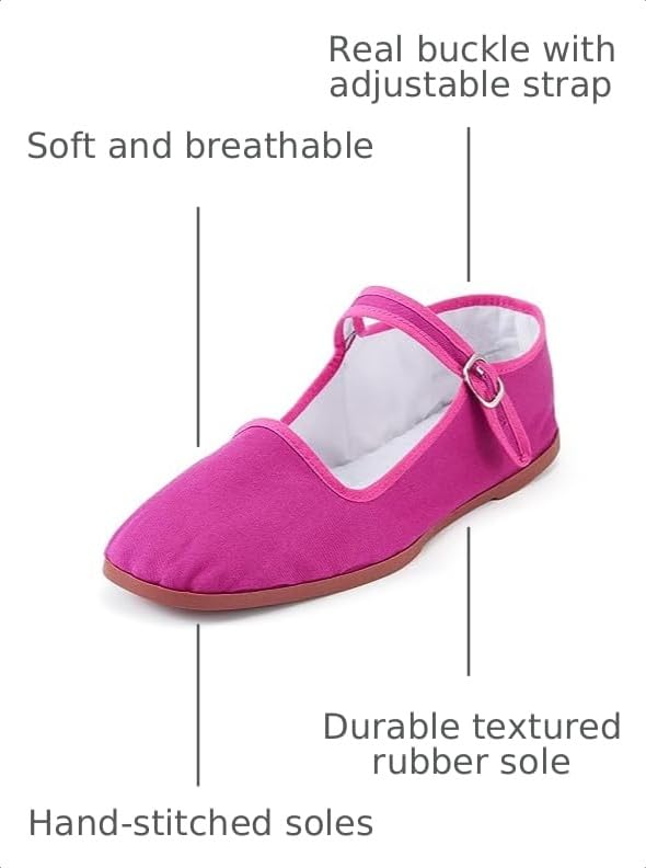 Image of Womens Classic China Flats, Casual China Doll Shoes, Cotton Mary Janes, Chinese Tai Chi Shoes