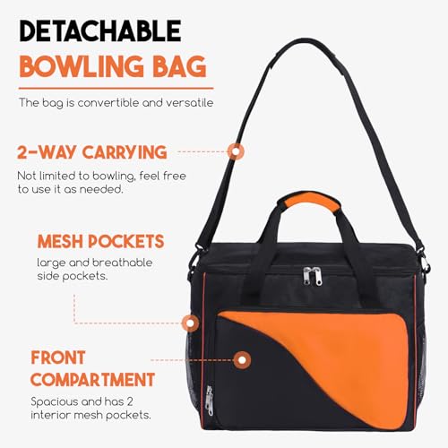 Bowling Bags 2 Ball Roller Detachable Two Ball Double Bowling Ball Bag with Wheels for Bowling Equipment Supplies Large Rolling Tote Bag with 2 Shoe Bag Bowling Ball Holder Bowling Gifts for Women Men