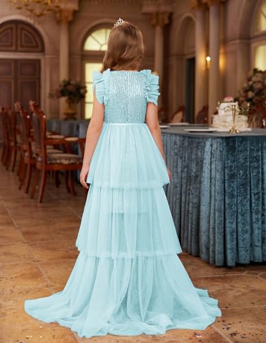 Image of GRACE KARIN Girls Dresses Sequin Party Formal Pageant Dress Tween Girl Birthday Tulle Prom Princess Maxi Dress Size 5-14